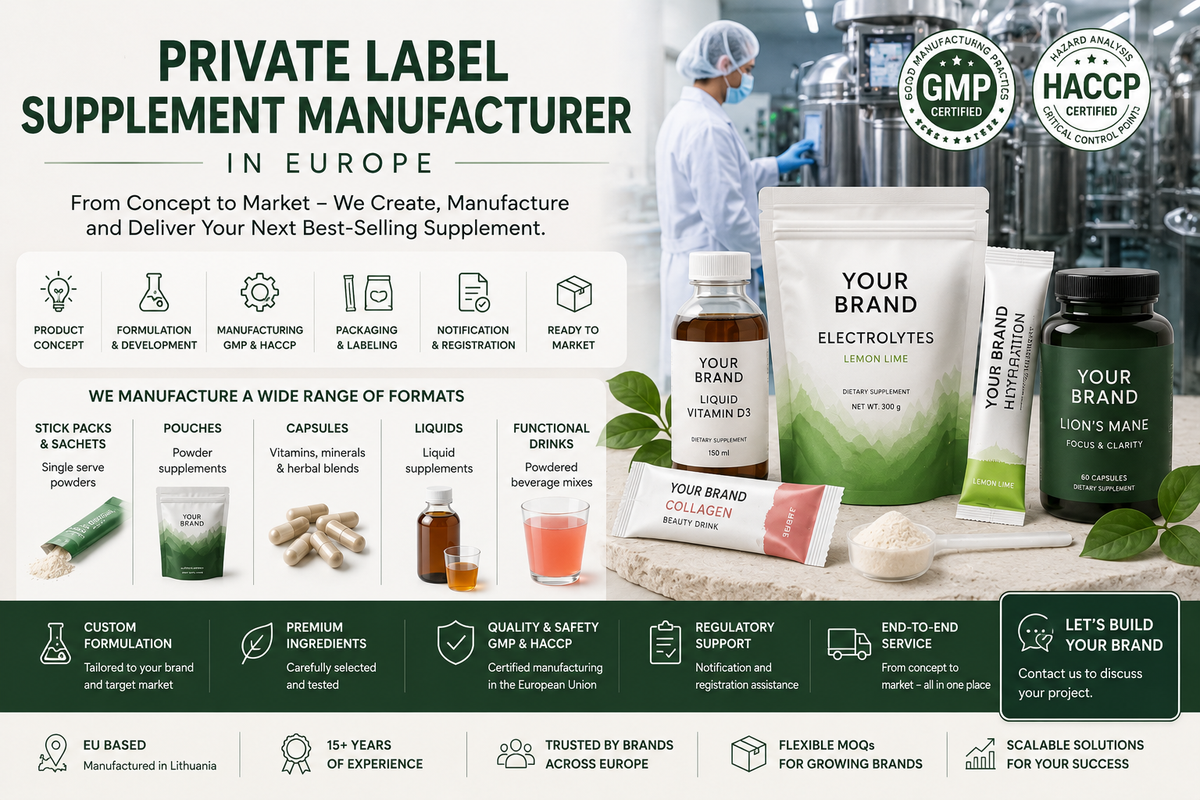 Private Label Supplement Manufacturer in Europe: From Concept to Market