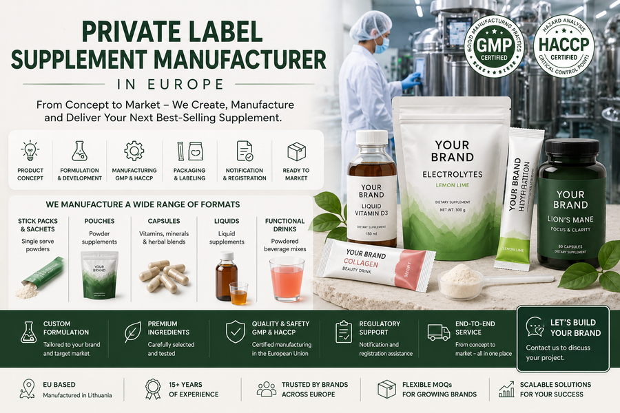 Private Label Supplement Manufacturer in Europe: From Concept to Market