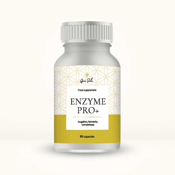 ENZYME PRO+ augalinių fermentų kompleksas – natūrali pagalba virškinimui, maistinių medžiagų įsisavinimui, žarnyno veiklai ir gerai savijautai po valgio | GraSole