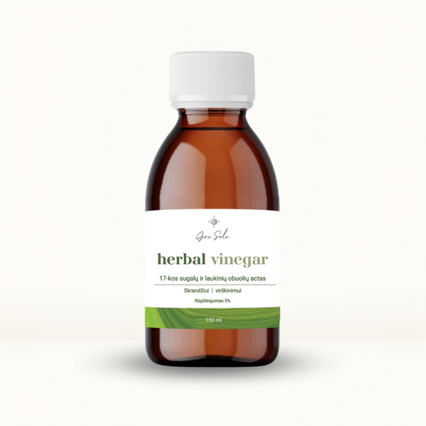 GraSole Herbal Vinegar – žolelių ir obuolių actas virškinimo sistemos ir normalios skrandžio veiklos palaikymui