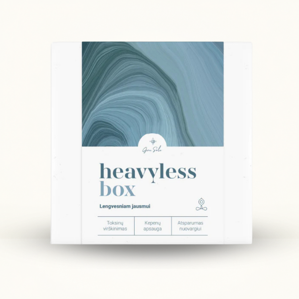 Heavyless Box kepenų veiklai, organizmo valymui, toksinų šalinimui ir energingesnei savijautai palaikyti.