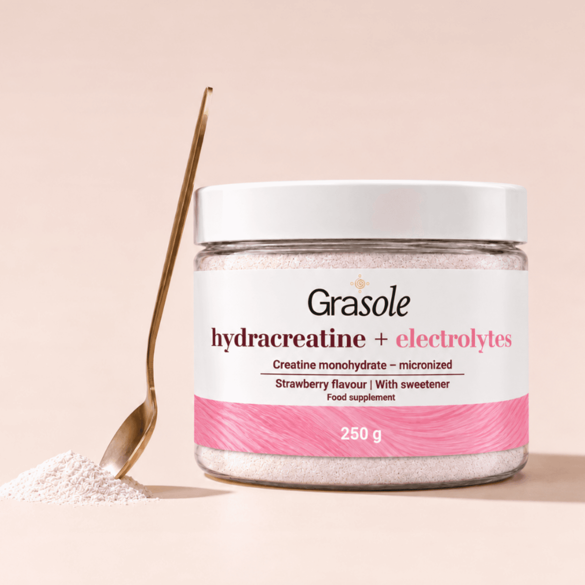 HYDRACREATINE + ELECTROLYTES, braškių skonio, su saldikliu (MAISTO PAPILDAS)